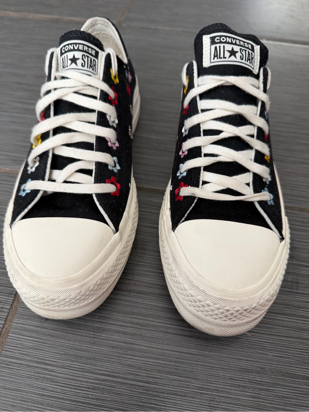 Converse Chuck Taylor All Star Low Top Platform Sneaker with Floral Embroidery